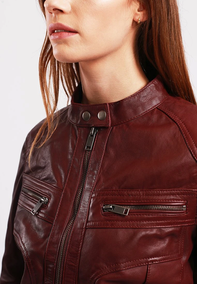 Lee Cooper Bethanie - Veste En Cuir - Oxblood 4 Lee Cooper Bethanie - Veste En Cuir - Oxblood – Image 4