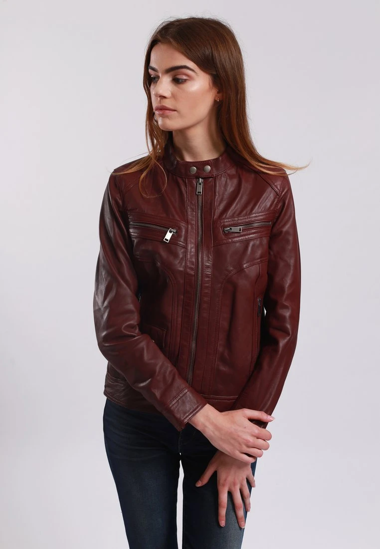 Lee Cooper Bethanie - Veste En Cuir - Oxblood 1 Lee Cooper Bethanie - Veste En Cuir - Oxblood