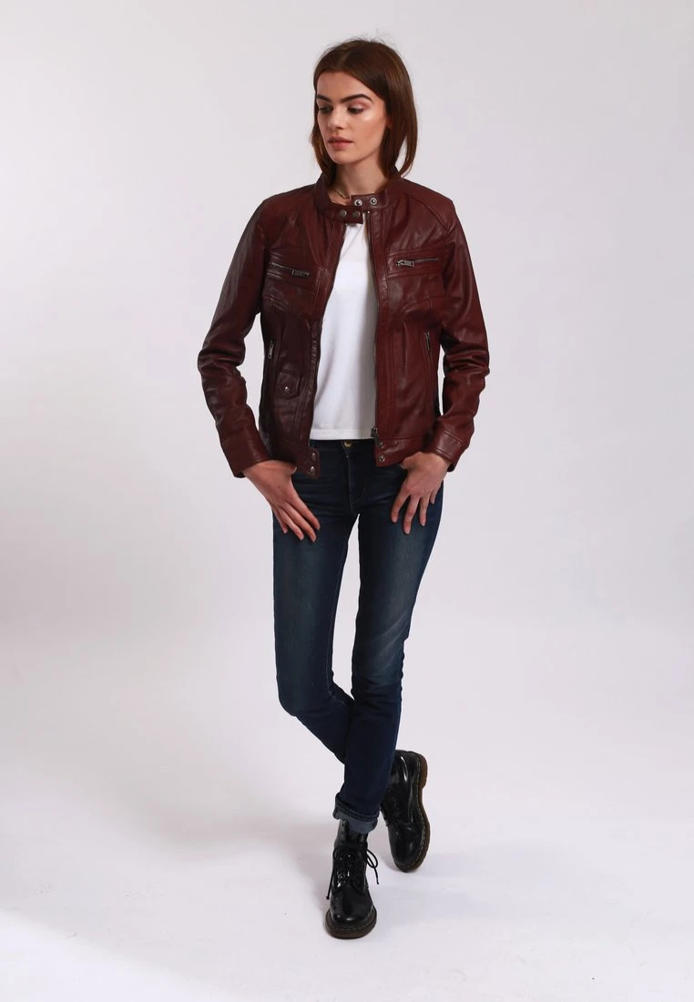 Lee Cooper Bethanie - Veste En Cuir - Oxblood 2 Lee Cooper Bethanie - Veste En Cuir - Oxblood – Image 2